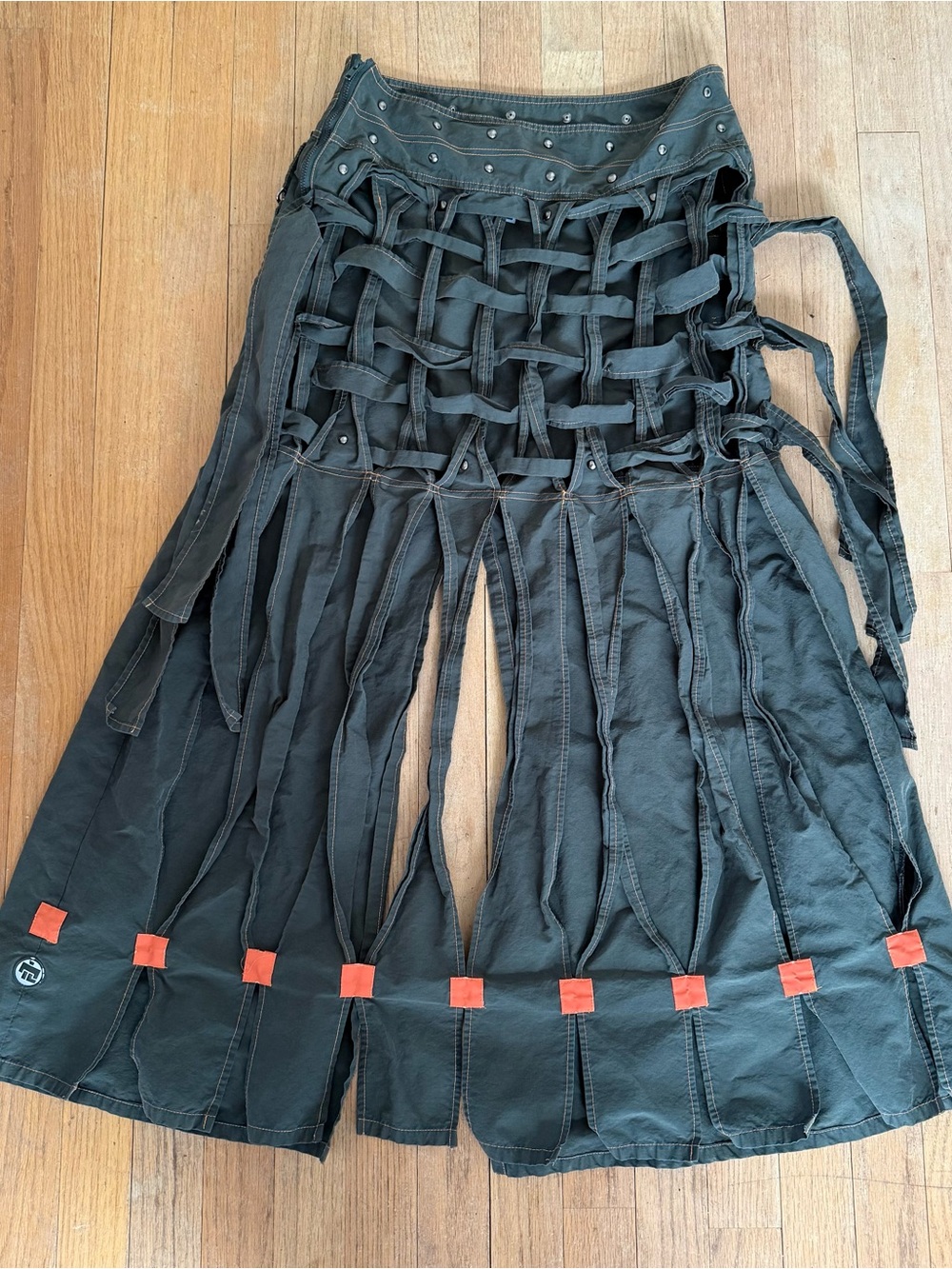 Olive woven strap see through y2k raver Maxi Skirt raver festival